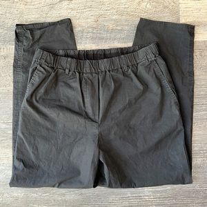 ANTONELLI FIRENZE black cotton poplin straight leg pull on pants L